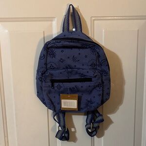 Navy Sun & Moon Canvas Backpack. Astrological themed.